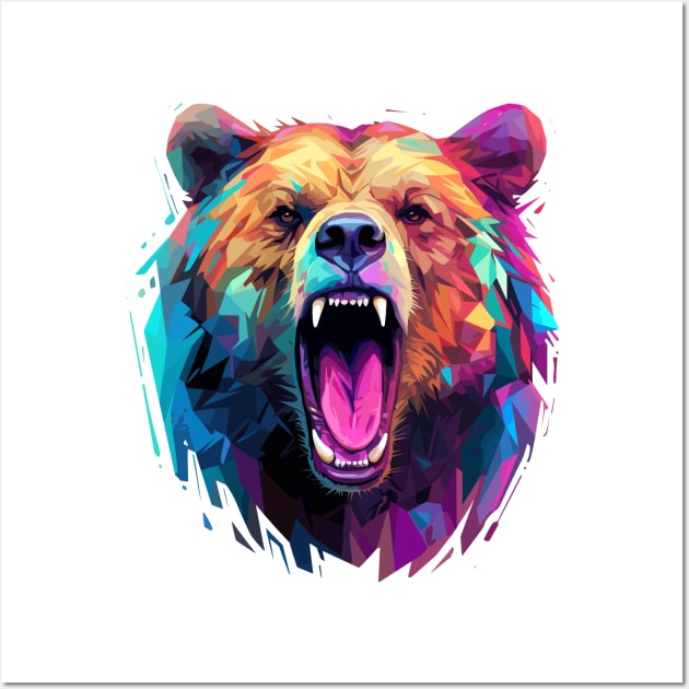 Grizzly Bear Animal Freedom World Wildlife Wonder Abstract Wall Art by Cubebox